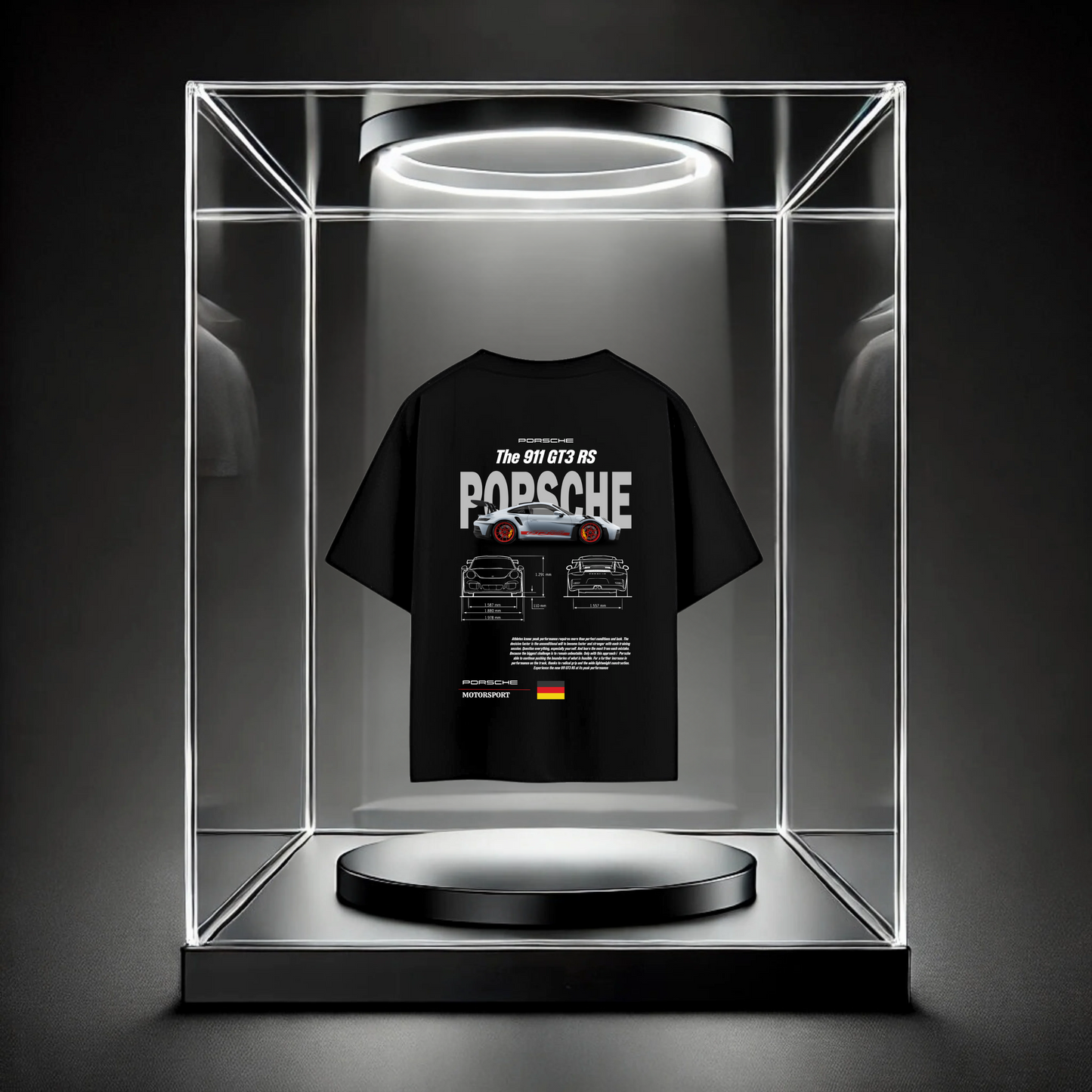 "Porshe Car 911 GT3 Oversized Tees" (Black)