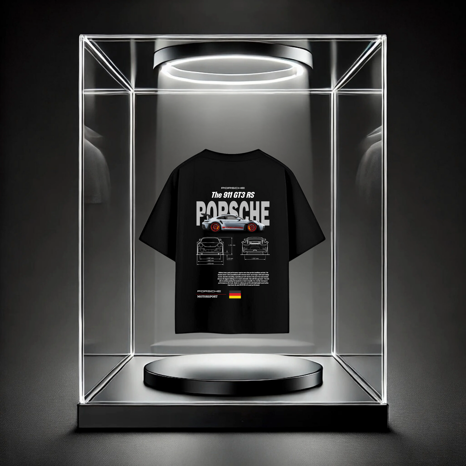 "Porshe Car 911 GT3 Oversized Tees" (Black)