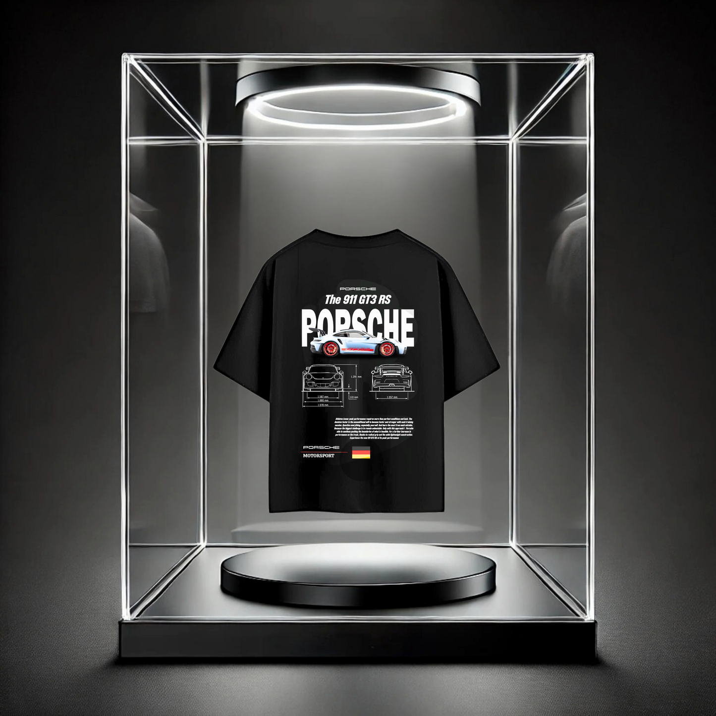 "Porshe Car 911 GT3 Oversized Tees" (Black)
