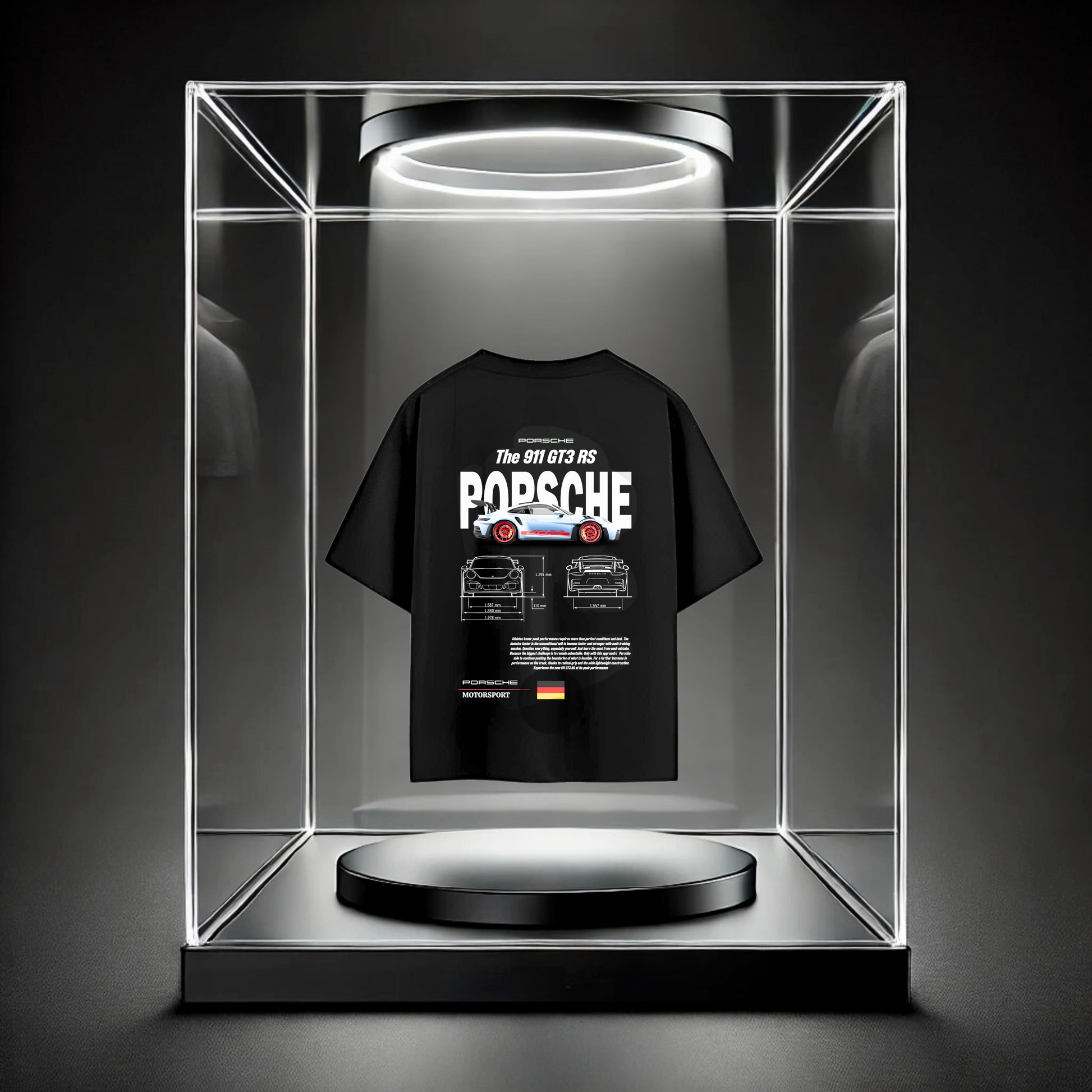 "Porshe Car 911 GT3 Oversized Tees" (Black)